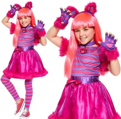 Childs Cheshire Cat Fancy Dress Costume Childrens Kids Girls Book Day Outfit New • £27.99