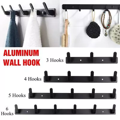 6 Hooks Aluminum Coat Clothes Door Holder Rack Key Hooks Wall Mounted Hanger UK • £5.95
