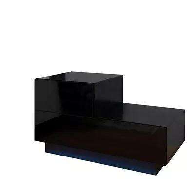 RGB LED 2-Drawer Nightstand End Table Black • $91.08