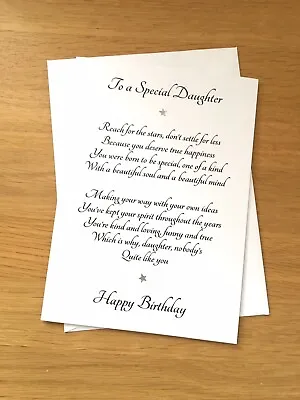 Birthday Card For Grown Up Daughter  Birthday Poem For Special Adult Daughter • £4.25