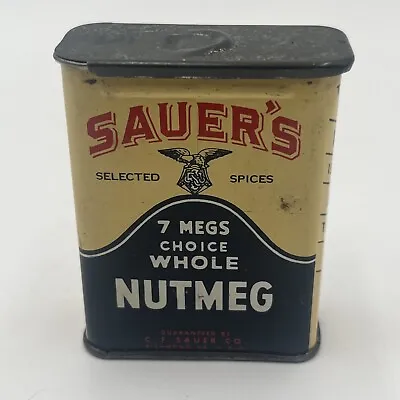 Vintage Sauers Choice Whole Nutmeg Spice Tin C. F. Sauer Co. Richmond Virginia • $7.99