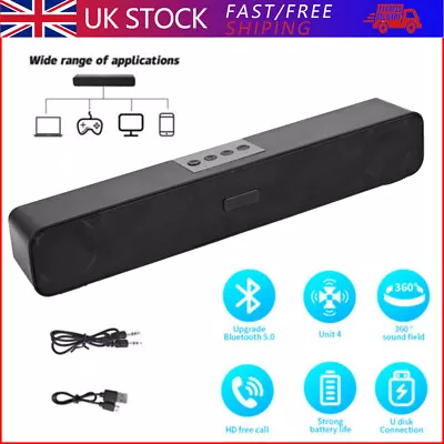 New Bluetooth 3D Surround Sound Bar Wireless TV Home Theater Soundbar Speaker UK • £9.69