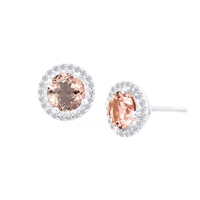 2 5/8 Ct Simulated Morganite Stud Earrings With CZ  14K Rose Gold Plated Silver • $35.99