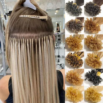 100% Russian Pre Bonded U-Tip Nail Keratin Human Hair Extensions Remy Hair Ombre • £38.88