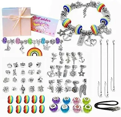 Girls Charm Bracelet Making Kit - 63pcs DIY Arts And Crafts SetGirls Jewellery • £12.82