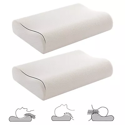 1/2x Memory Foam Bed Cervical Pillow Neck Pain Relief Orthopedic Contour Support • $17.99