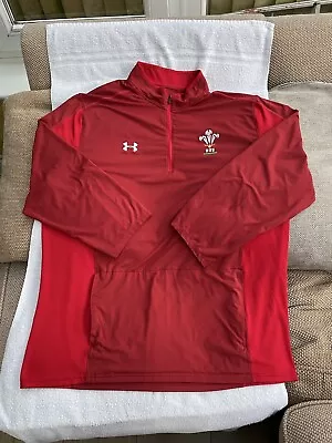 Under Armour Wales Rugby Union Red 1/4 Zip Jacket Size XXL In Great Condition • £30