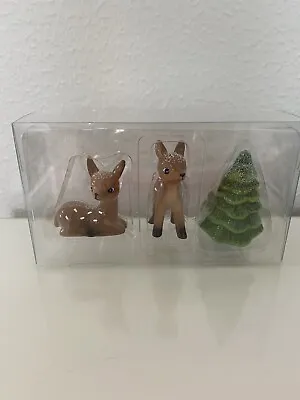 2023 Wondershop Retro Ceramic Deer With Tree Figurine Set Of 3 Christmas Decor • $19.99