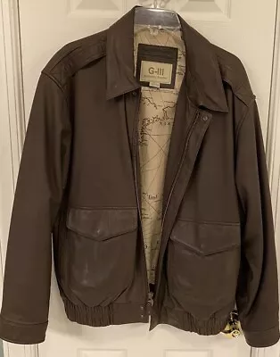 G-III Bomber Jacket Mens Large 100% Leather Brown Aviator Flight A-2 Pockets* • $50