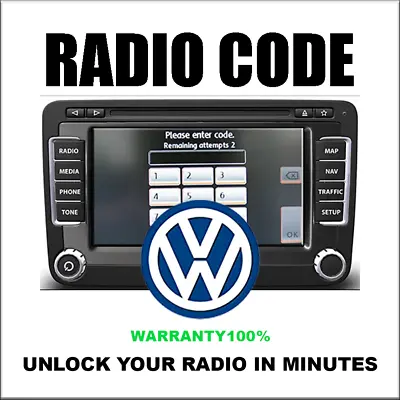 Vw Radio Anti-theft Unlocking Pin Code Rcd 510 Rns310  Decoding Fast 37 Service • $7.99