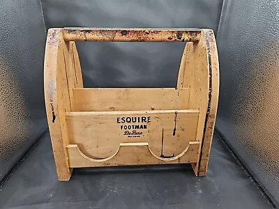 Vintage Esquire Footman DeLuxe Shoe Shine Box Wood Shoe Shine Caddy Boot Jack • $12.99