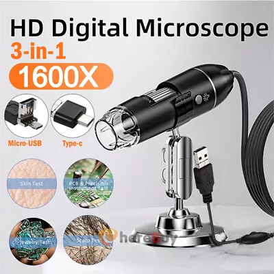 Digital Microscope 1600X USB Coin Microscope 8 LED Magnifier Soldering Camera • $21.29