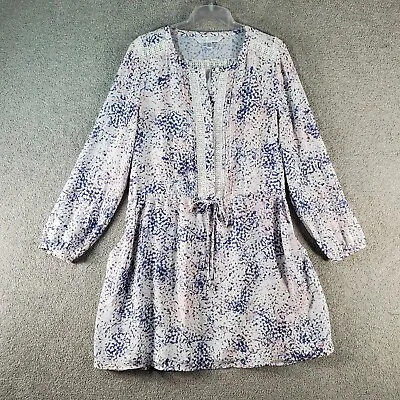 $26.99 • Buy FOREVER NEW Dress Womens 10 Blue Pink Fit Flare Floral Round Neck Long Sleeve