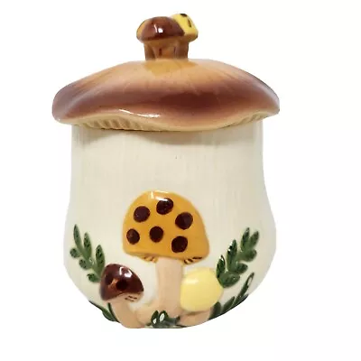 Vintage Small Arnel's Ceramic Mushroom Cookie Jar Canister 6.5 Inches 1970s • $15.89