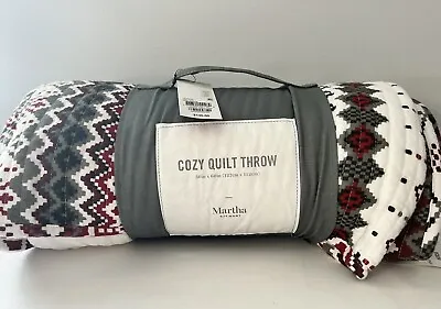 Martha Stewart Collection Cozy Quilted Throw 50 X 60 Red White $130 • $27.55