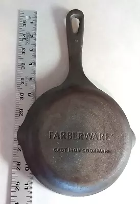 Vintage Farberware Cast Iron Skillet 6  Frying Pan Iron Spoon - Very Rare!!! • $19.99