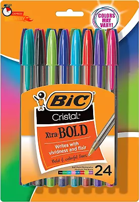 Cristal Xtra Bold Fashion Ballpoint Pen 1.6Mm Assorted Colors 24Ct • $10.91