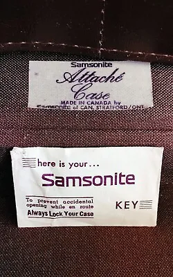 Vintage 1960's Samsonite Attache Case Slim Hardshell Madmen Briefcase Tags & Key • $214.29