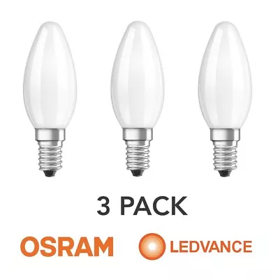 Osram 3 Pk Truwave 4W Candle LED Bulb E14 Screw Globe Cool White 4000K Frosted • $19