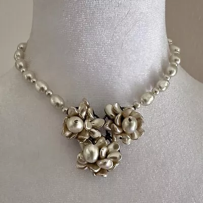 Louis Rousselet Glass Pearl Flower Choker • $950