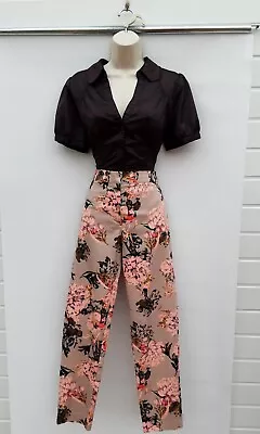 £6.99 • Buy Trousers,cigarette Pant,capri,floral,rockabilly,50's,60's Vintage Style,,size 10
