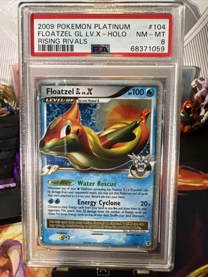 $50 • Buy PSA NM/MT 8 Pokemon 2009 Platinum Rising Rivals Holo Floatzel Gl Lv.x #104