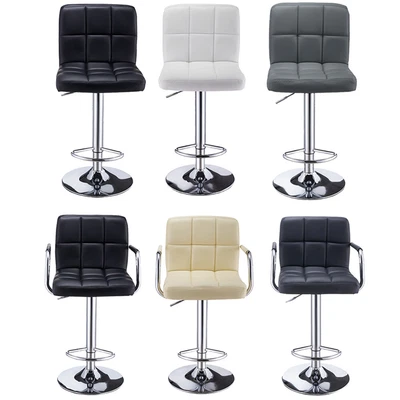 £67.99 • Buy 1/2pcs Faux Leather Bar Stools Breakfast Kitchen Chair Chrome Swivel Bar Stool