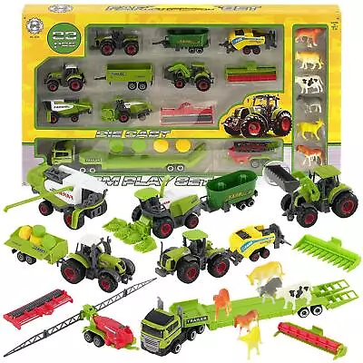 Metal Diecast Tractor Set Farm Toy Playset Truck Vehicle Animal Model Kit 22 Pcs • £20.99