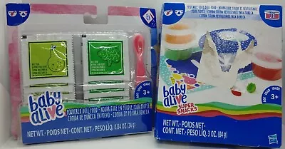 Hasbro Baby Alive Lot *Powdered Doll Food W/Spoon* E0302 & *Super Snacks* C2727 • $20.99