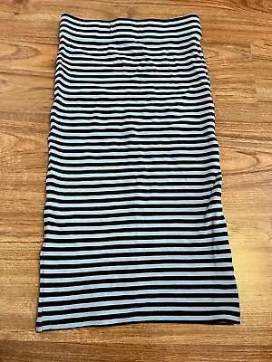 Jack Wills Knee Length Body Con Skirt In Navy And Sky Blue Stripes • £3.09