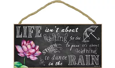 ...LEARN TO DANCE IN THE RAIN Chalk Art Primitive Wood Hanging Sign 5  X 10  • £11.87