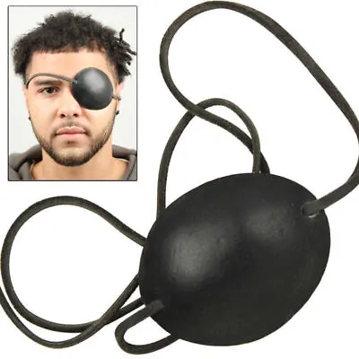 Pirate Sailor Captain Genuine Black Leather Eye Patch Costume Mask • $8.99