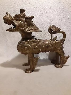 Vintage Heavy Brass Bronze Chinese Foo Dog Statue 4.87 Lbs R • $129.99