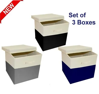 With Lid Fabric Collapsible Cube Storage Boxes Foldable Box Basket 25  & 30  • £16.99