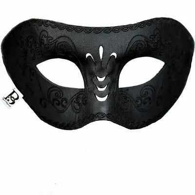 Mens Leather Masquerade Ball Mask Halloween Wedding Mardi Gras Party Mask Black • $19.95