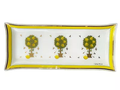 GEORGES BRIARD Vintage MCM Rectangular Glass Serving Tray Lemon Trees 16 5/8  L • $119