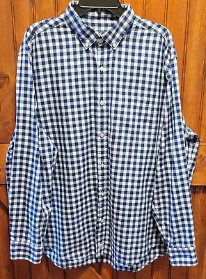 Vineyard Vines Murray Shirt Mens 2XL Blue Check Classic Fit Cotton Long Sleeve • $21.29