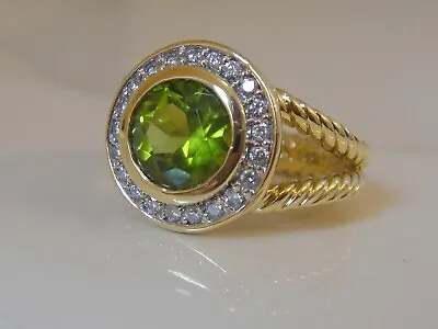 $2350 David Yurman 18k Gold Albion Peridot Pave Diamond Ring • $1499.99
