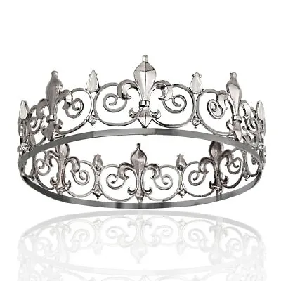 Royal Full King Crown Metal Crowns And Tiaras For Cosplay Homecoming Prom Party • $18.99