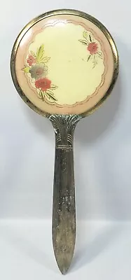 Vintage ROUND HAIR BRUSH Metal Floral Gold Tone Pink Collectible  • $14.99
