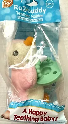 Raz Buddy Plush Pink Penguin Pacifier Holder W/full Silicone Pacifier Size Small • $8.99