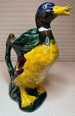 Vintage Majolica Duck Decanter Or Pitcher 10.375” High • $50