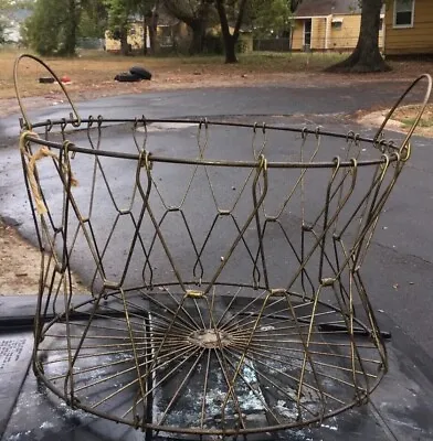 Vintage Laundry Cart Basket Metal Folding Collapsible Late 1800s No Stand • $74.99