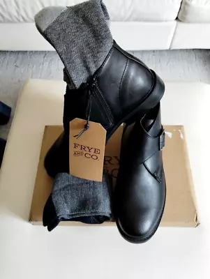 FRYE & CO. Men's Oliver Stacked Heel Boots Black Size 10.5 W/Socks!! • $88.90