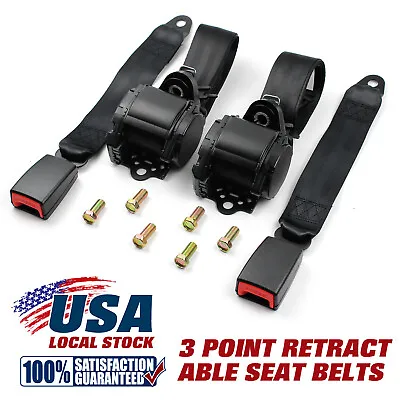 2 Set Universal 3 Point Retractable Seat Belts For Jeep CJ7 1982-1986 US STORE • $41.89
