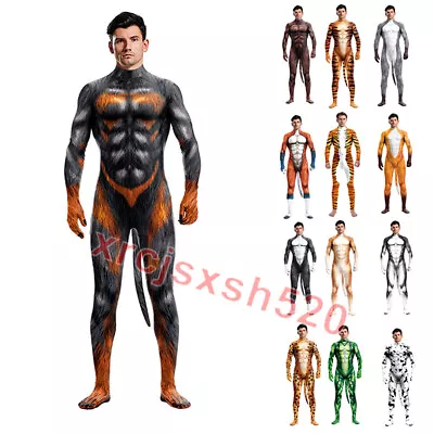 $39.89 • Buy Animal Jumpsuit Cosplay Costumes Suit Leopard 3D Print Bodysuits Halloween Party