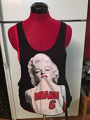 Marilyn Monroe Black Tank Top Shirt Workout Miami Heat 6 Basketball Large • $19.95