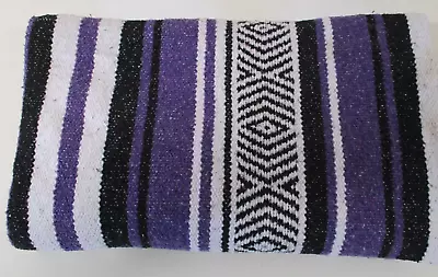 Mexican Blanket Throw Rug Purple Woven Stripe Picnic Festival Camping M88 • £22
