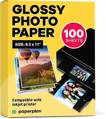 Glossy Photo Paper For Printer 8.5 X 11” X 100 Sheets - Picture Paper For Printe • $17.14