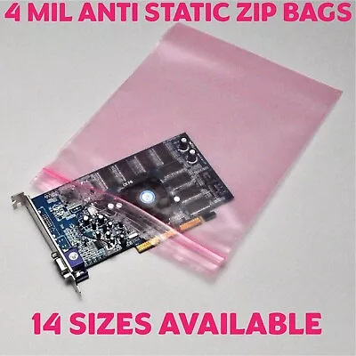 2x3568912  Anti Static Bag Pink Poly Zip Seal 4Mil Reclosable Lock Top • $366.46